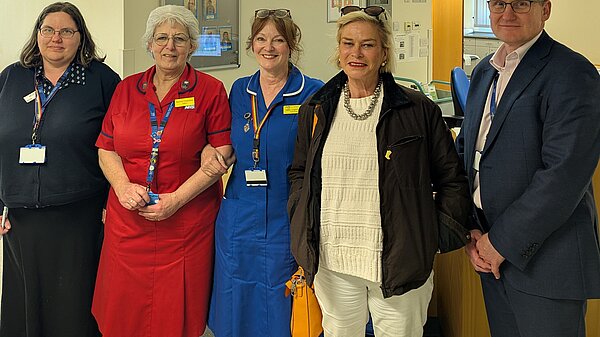 Rachel and a group of NHS workers at Minehead Hospital