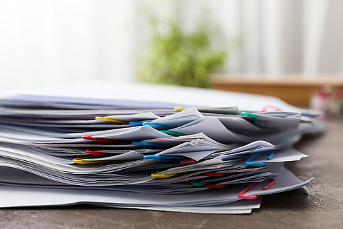 A stack of paperwork